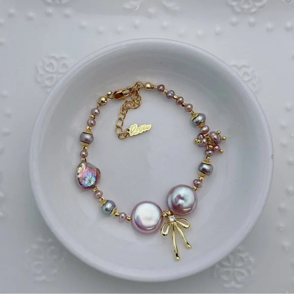 B98 Handmade Freshwater Baroque Pearl Bracelet Necklace 2in1
